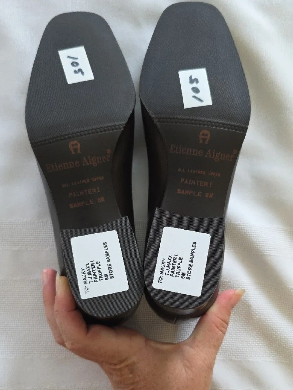 Vintage Etienne Aigner Dark Brown Leather Square Block Heel Pumps NOS 6 Samples
